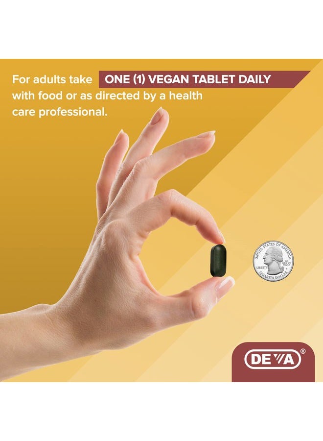 Deva Vegan Iron-Free Multivitamin & Mineral Supplement 2-Pack, Spirulina, Chlorella, Ashwagandha, Broccoli & More, 90 Coated Tablets Each - Image 4