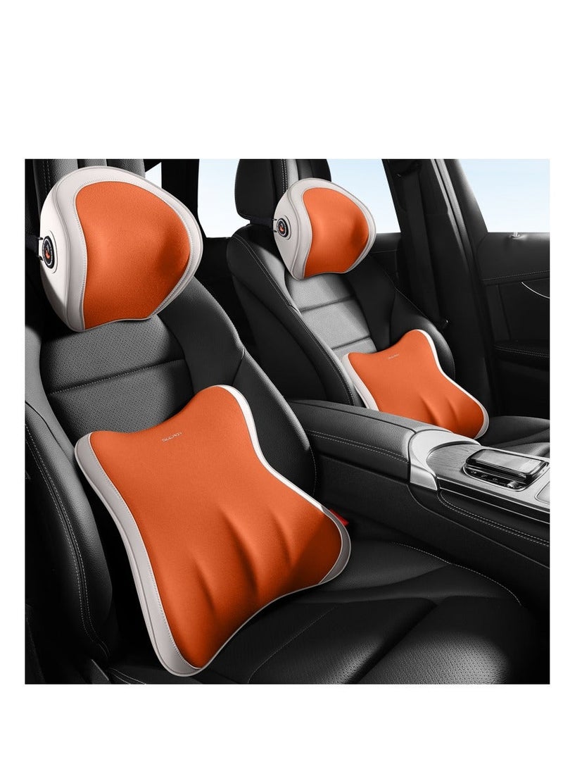 وسادة دعم الظهر بتصميم مريح استمتع براحة فائقة مع وسادة دعم الظهر الأنيقة باللون البرتقالي، مثالية للاستخدام في السيارة والمكتب وسادة لأسفل الظهر - Image 4