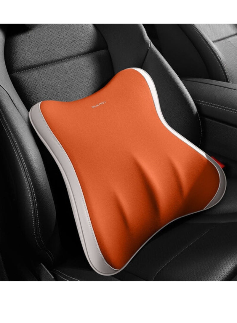 وسادة دعم الظهر بتصميم مريح استمتع براحة فائقة مع وسادة دعم الظهر الأنيقة باللون البرتقالي، مثالية للاستخدام في السيارة والمكتب وسادة لأسفل الظهر - Image 1
