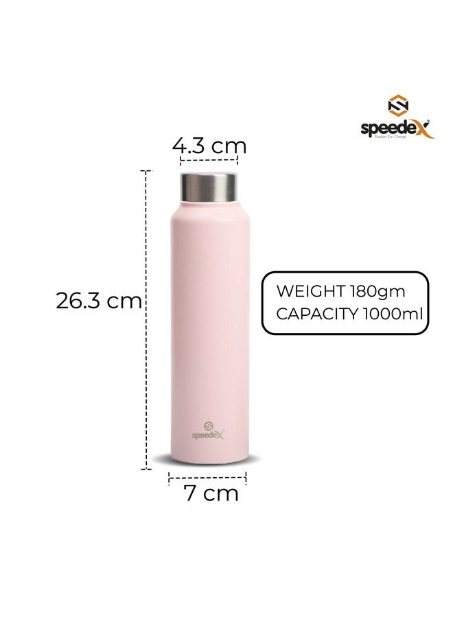 Speedex Stainless Steel Water Bottle 1 Ltr For Kids, Boys, Girls, 1 Litre Bottles for Gym, Sports, Fridge Use, School & Office (Steel Cap - Set of 1, Pastel Pink) - Image 2