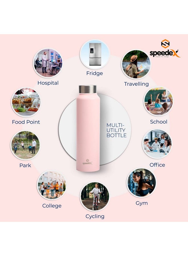 Speedex Stainless Steel Water Bottle 1 Ltr For Kids, Boys, Girls, 1 Litre Bottles for Gym, Sports, Fridge Use, School & Office (Steel Cap - Set of 1, Pastel Pink) - Image 5