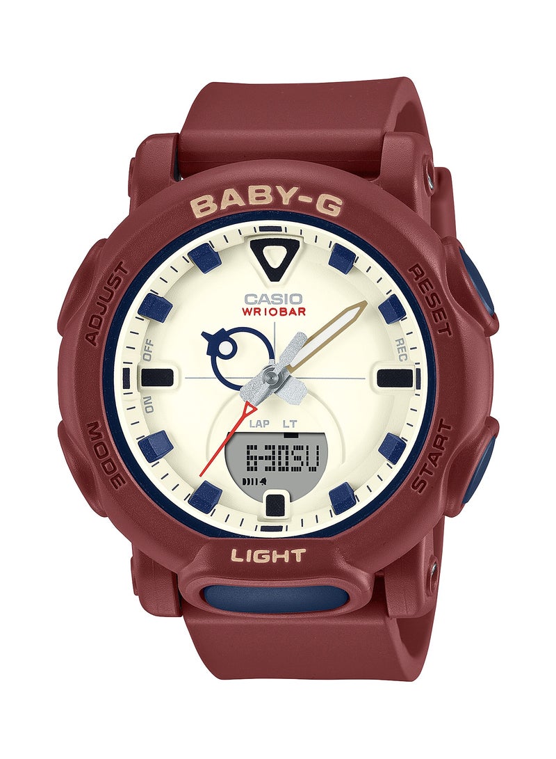 كاسيو ساعة بيبي-جي النسائية التناظرية الرقمية ذات الميناء الأبيض كوارتز BGA-310RP-4A