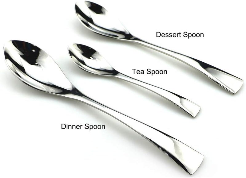 JASHII 1810 Stainless Steel 20 Piece Mirror Polished Silver Flatware SetDinner Knife Fork Salad Fork Dessert Spoon Coffee SpoonService for 4 Silverware Utensil Sets - Image 3