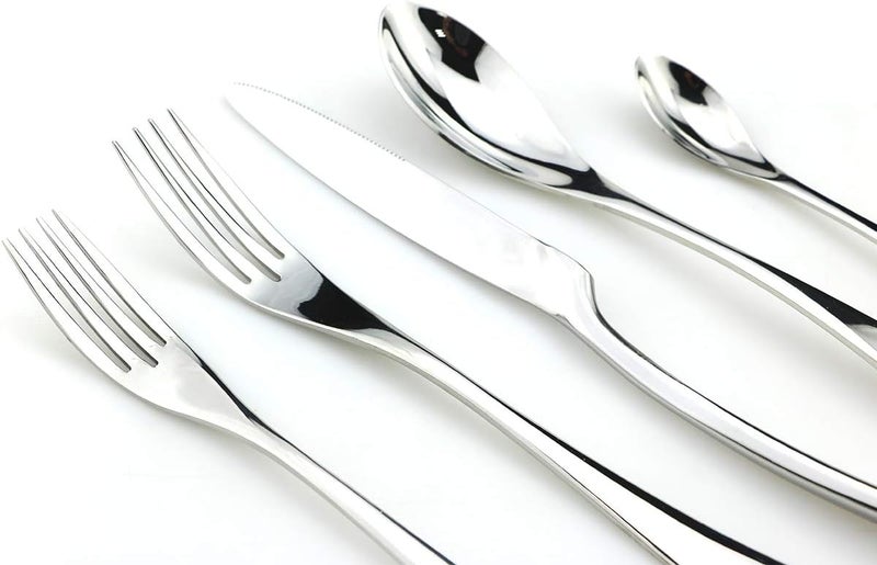 JASHII 1810 Stainless Steel 20 Piece Mirror Polished Silver Flatware SetDinner Knife Fork Salad Fork Dessert Spoon Coffee SpoonService for 4 Silverware Utensil Sets - Image 2