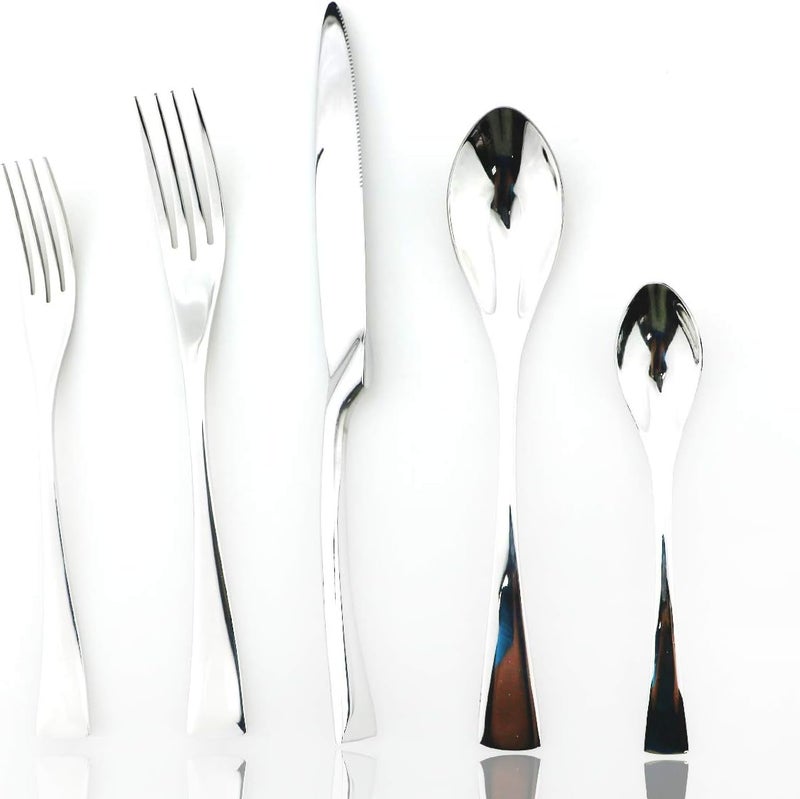 JASHII 1810 Stainless Steel 20 Piece Mirror Polished Silver Flatware SetDinner Knife Fork Salad Fork Dessert Spoon Coffee SpoonService for 4 Silverware Utensil Sets - Image 1
