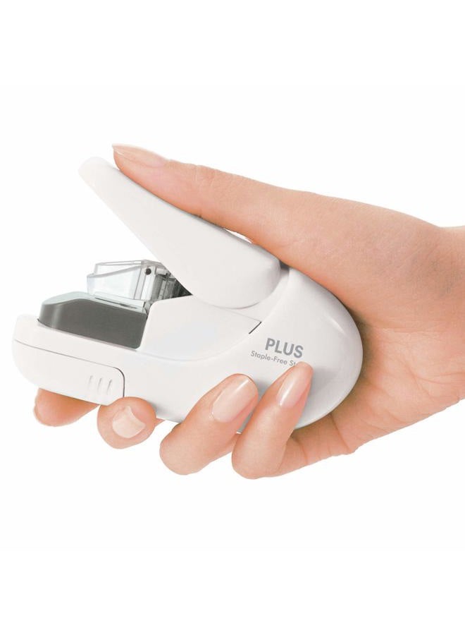 Plus Paper Clinch Compact Staple-Free Stapler, Ivory White - Image 4