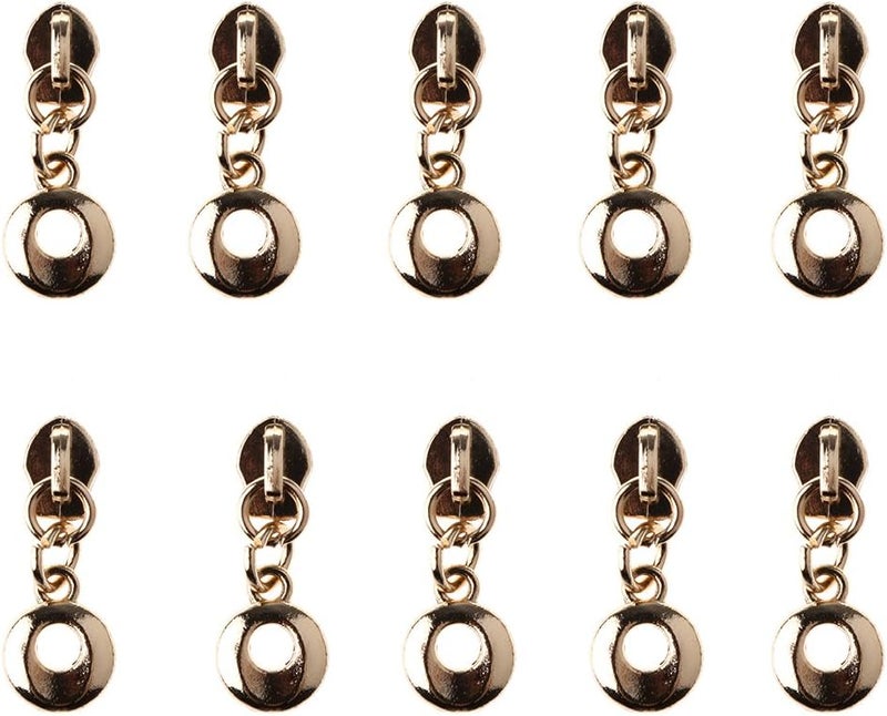 klarako 10 Pieces High Quality #3 Zipper Sliders Zipper Pull for Nylon Continuous Zip Replacement Repair Fix Clothes Trouser Bags - Gold, 2.7 x 1 cm - Image 2