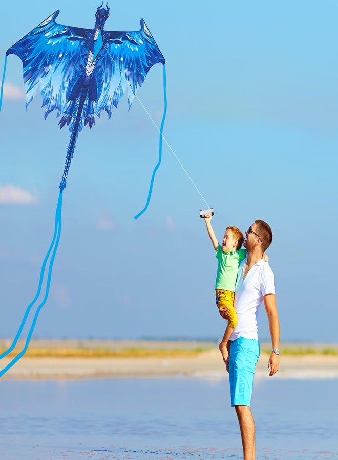 Crogift Dragon Kite for Adults, Kites for Kids Ages 4-8 8-12 Easy to Fly, Kids Kite for Boy Girls, Beginners, Beach Trip Park Family Outdoor Games (Ice Blue) - Image 2