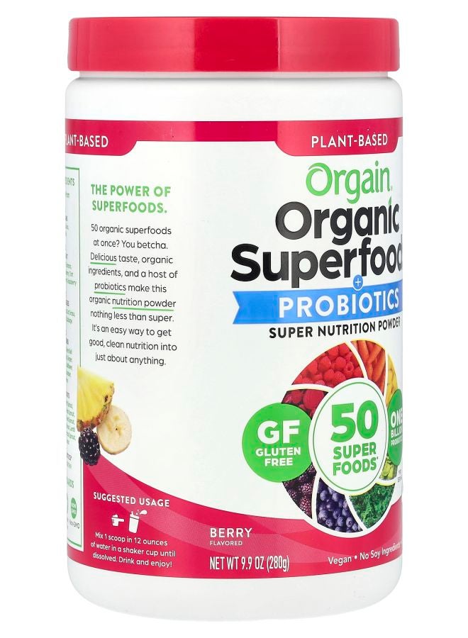 Orgain Organic Superfoods™ + Probiotics Super Nutrition Powder Berry 9.9 oz (280 g) - Image 2