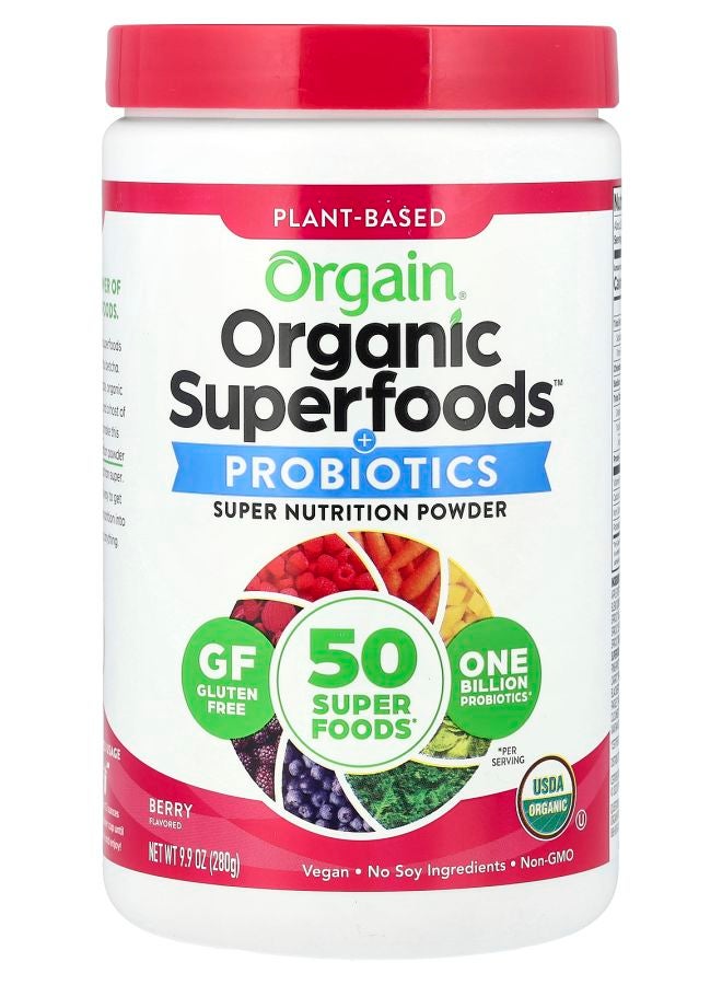Orgain Organic Superfoods™ + Probiotics Super Nutrition Powder Berry 9.9 oz (280 g) - Image 1