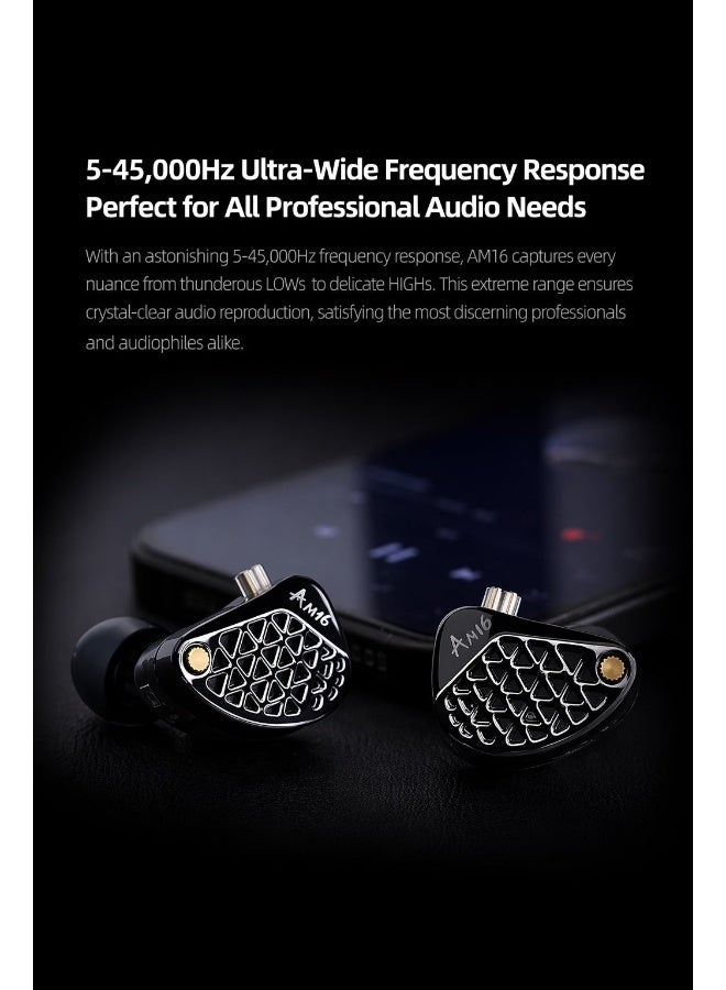 KZ AM16 iem 16-Driver Bass Improved Armature In-Ear Monitor Earphones, HiFi Professional IEM with 3-Way Crossover, Ultra-Wide Frequency Response, 0.75 mm 2-Pin Cable, Studio-Grade Sound for Music & Gaming – Bass Improved Version with Mic - Image 3