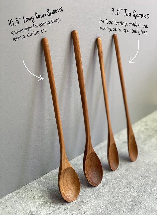FAAY - 4 Pcs 9.5” Long Teak Spoon, Chef Testing Spoons, Handcrafted Cocktail Stirring, Tea, Drip/French Press Coffee, Milkshake, Cold Drink, Mixing Spoons - Image 5