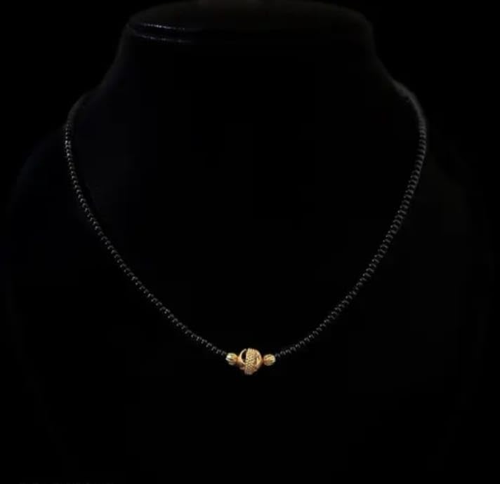 MONEV One Gram Gold Plated Jewellery Mangalsutra Tanmaniya Nallapusalu Necklace For Women and Girls - Image 2