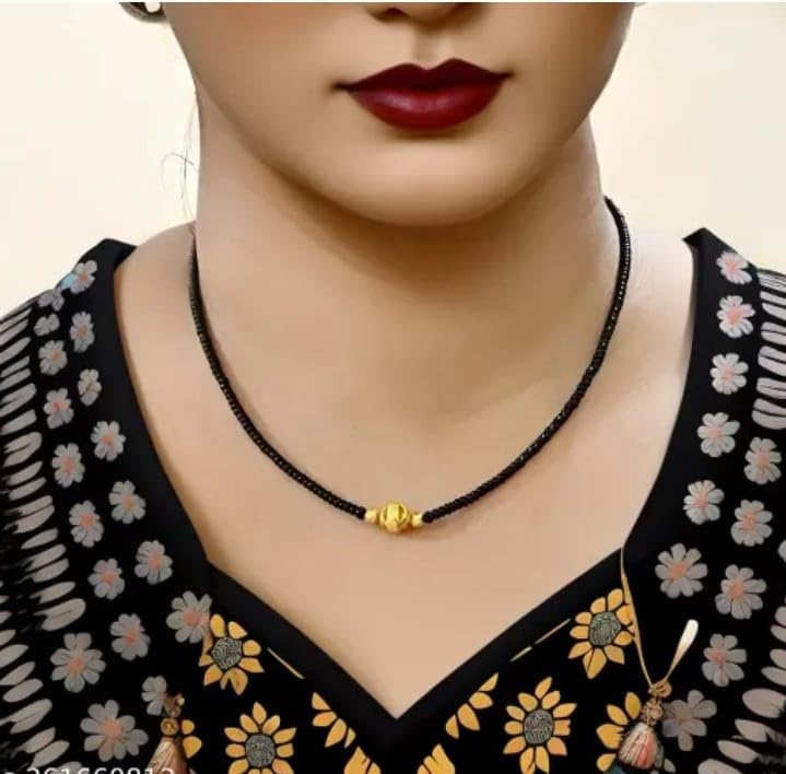 MONEV One Gram Gold Plated Jewellery Mangalsutra Tanmaniya Nallapusalu Necklace For Women and Girls - Image 1