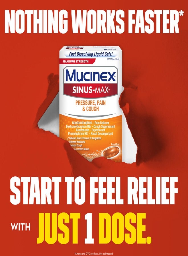 Mucinex Sinus-Max Liquid Gels for Severe Congestion Relief, 16 Count - Image 3