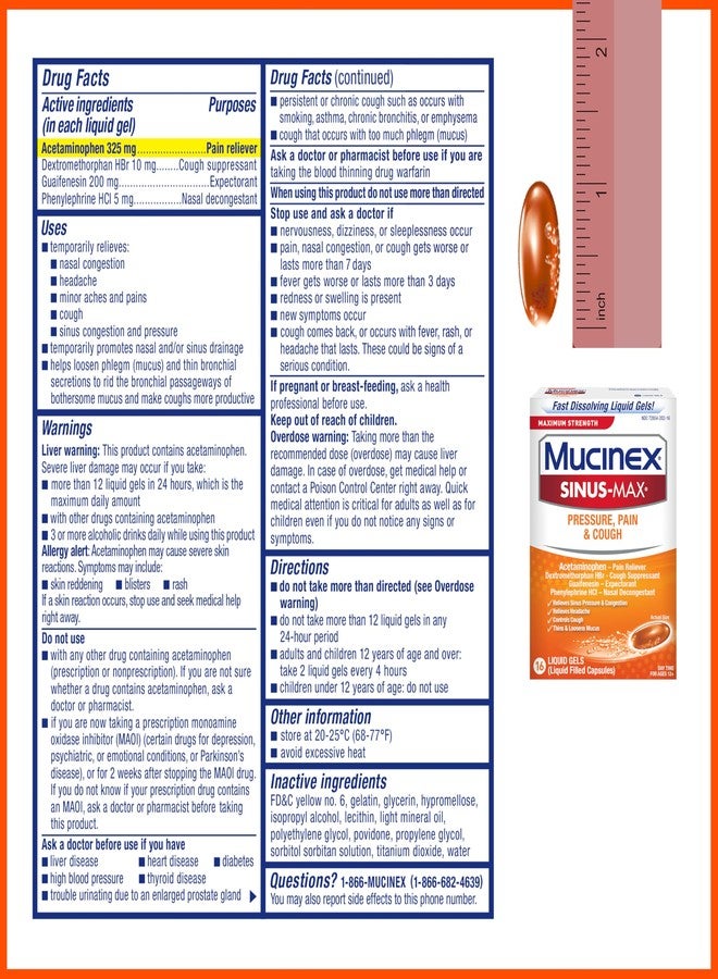 Mucinex Sinus-Max Liquid Gels for Severe Congestion Relief, 16 Count - Image 2