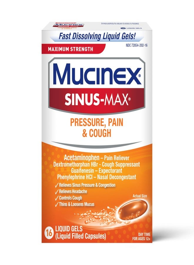 Mucinex Sinus-Max Liquid Gels for Severe Congestion Relief, 16 Count - Image 1