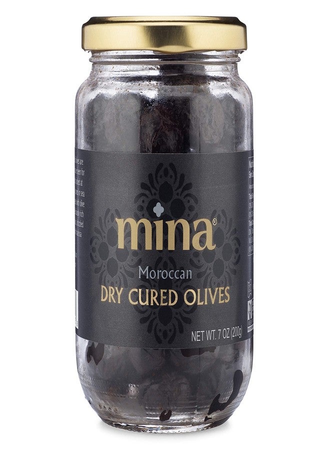 Mina Dry Cured Black Olives, 7 oz - Moroccan Olive Oil Cured Olives, Premium Handpicked and Naturally Cured Dried Olives, Non GMO, Gluten Free, Low Carb, Vegan, Great Paleo Keto Snacks - Image 1