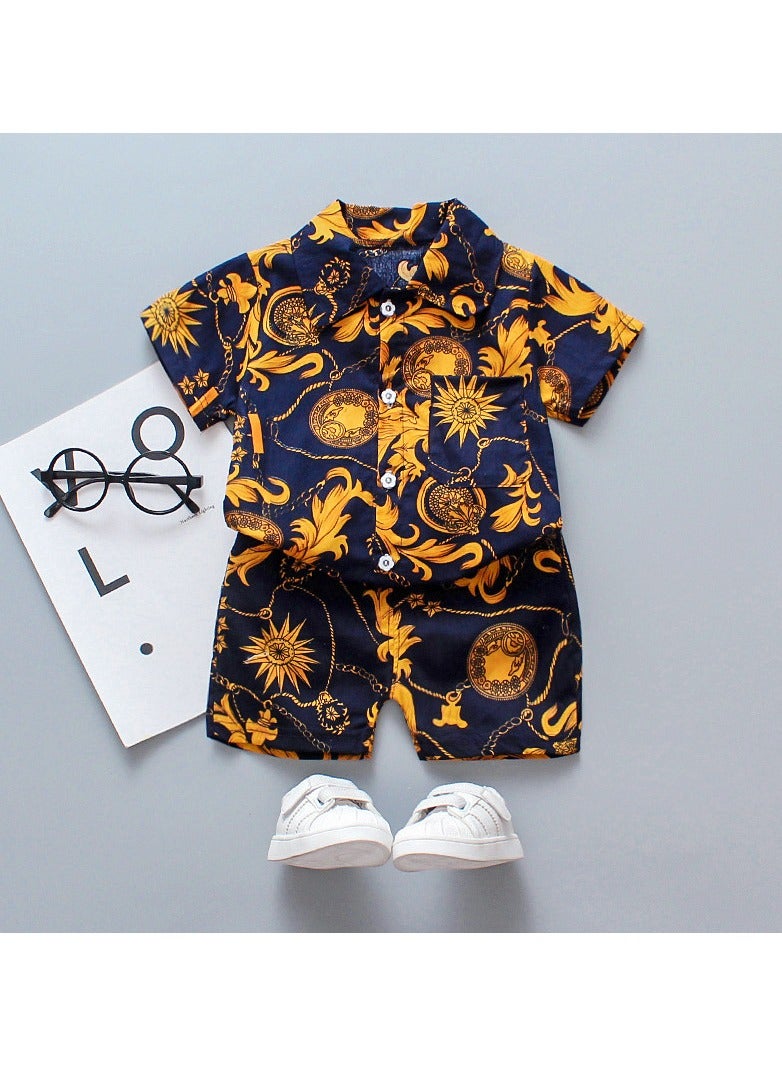 KUYING New Children's Short Sleeved Shirt Two-Piece Set