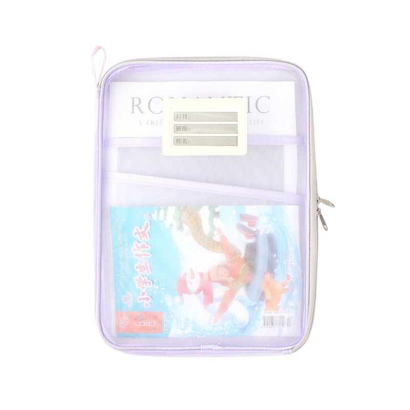 Special L-Shaped Large Opening Subject Bag For Taking Goods, Multi-Layer Mesh File Zipper Student Bag For Exam Tutoring - Image 4