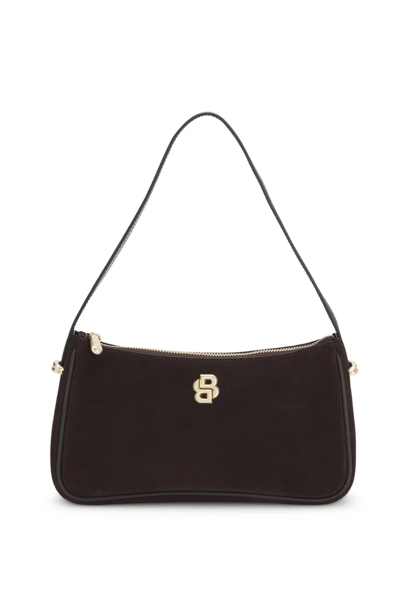 بوس Suede shoulder bag with metallic Double B monogram