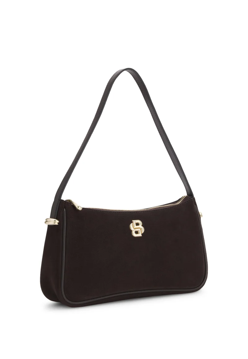 بوس Suede shoulder bag with metallic Double B monogram