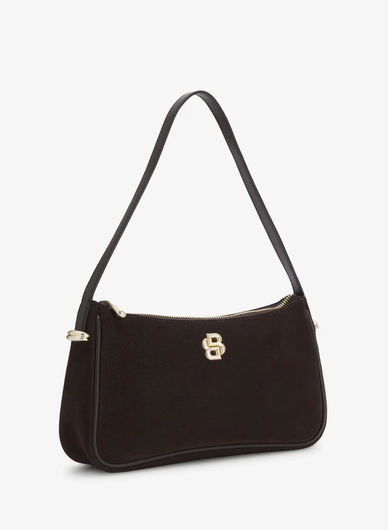 بوس Suede shoulder bag with metallic Double B monogram