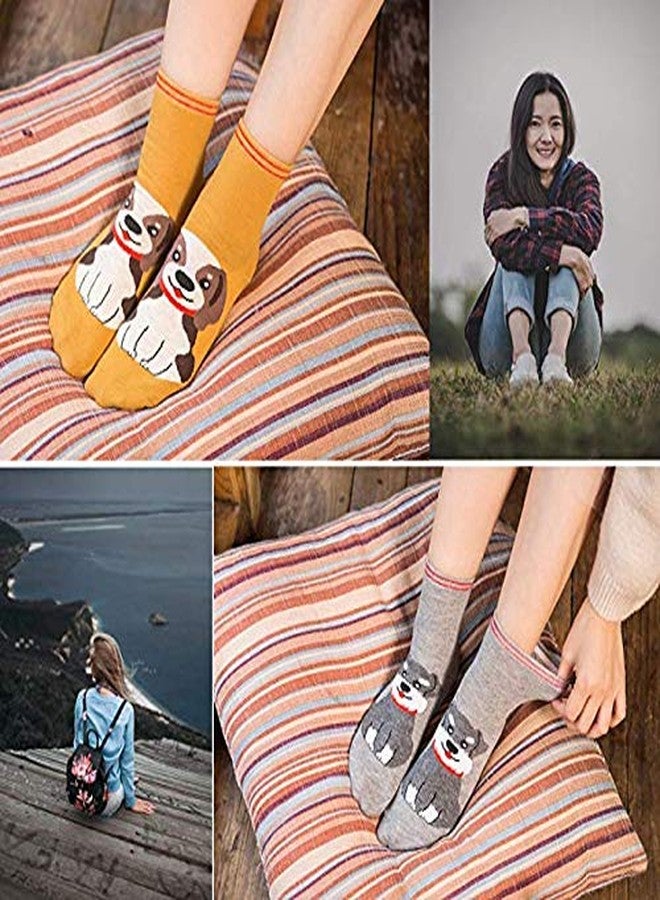 Malvina جوارب قطنية قصيرة للكاحل من مالفينا للنساء، مطبوعة برسومات حيوانات لطيفة (بني، مقاس حر) - (عبوة من قطعة واحدة) - Image 3