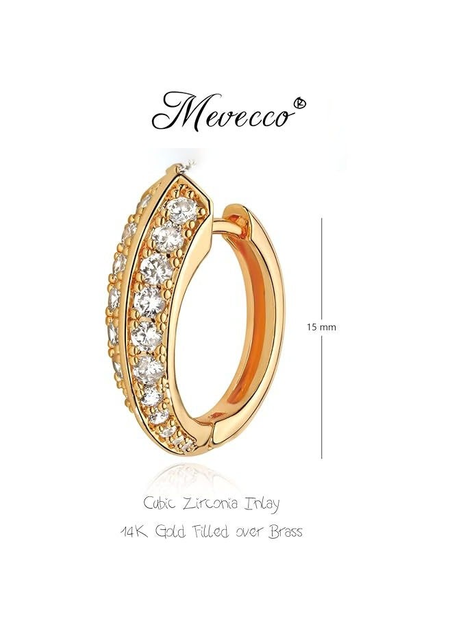 Mevecco Women Huggie Earrings Gold Hoop Sleeper 14K Gold Filled Small Simple Handmade Hypoallergenic Everyday Jewelry - Image 4