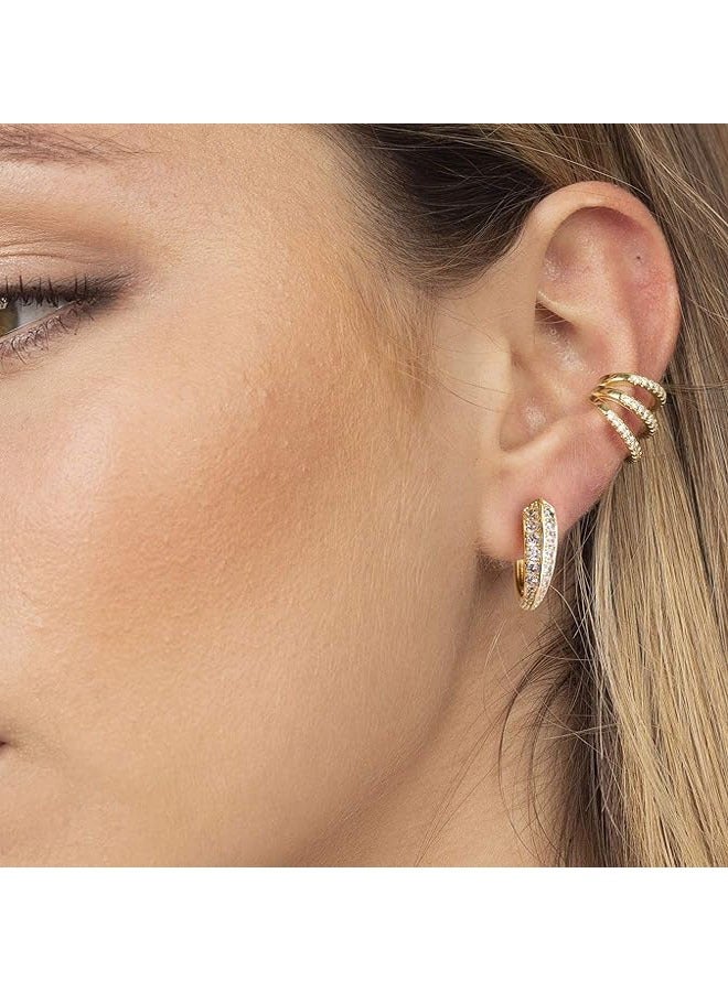 Mevecco Women Huggie Earrings Gold Hoop Sleeper 14K Gold Filled Small Simple Handmade Hypoallergenic Everyday Jewelry - Image 2