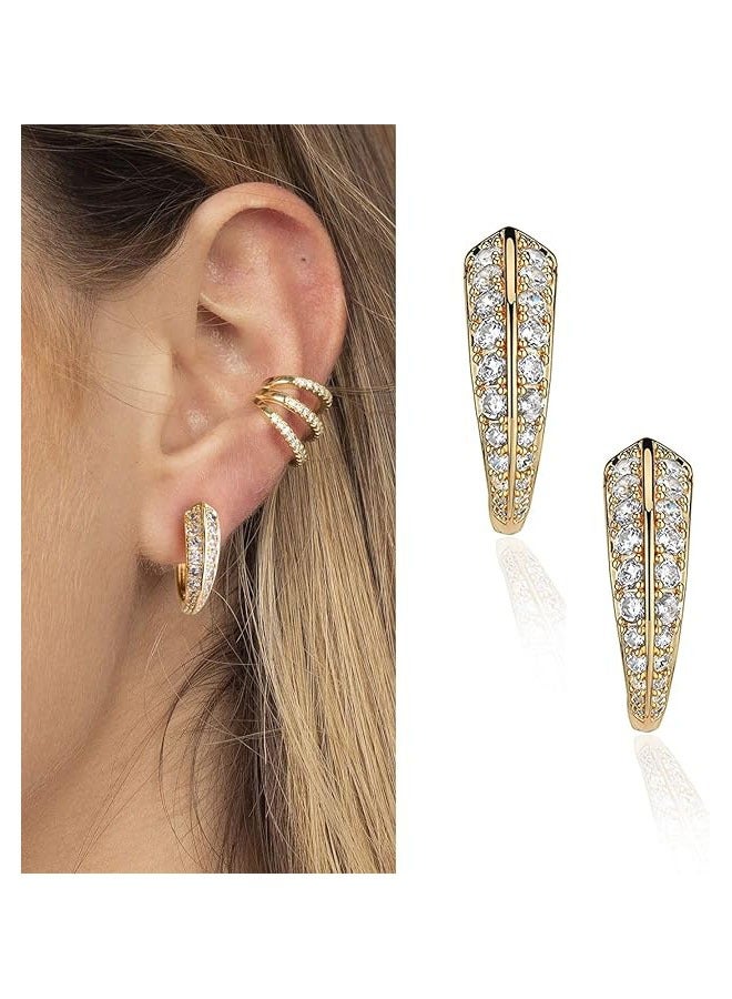 Mevecco Women Huggie Earrings Gold Hoop Sleeper 14K Gold Filled Small Simple Handmade Hypoallergenic Everyday Jewelry - Image 3