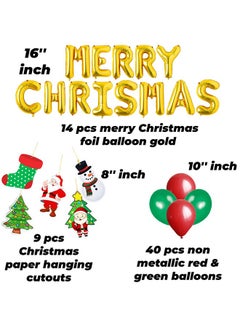 TOYXE TOYXE Mery Christmas Letter Balloons with Paper Hangings and Latex Balloon Set of 63 Pcs  - Image 3