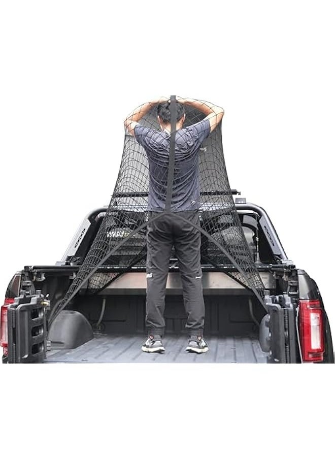 Generic - Highly Elastic Cargo Net, Simple Truck Bed Cargo Mesh Organizer, Suitable for Daily Light Loads of Trucks, 4'x4' Stretches to 7'x7' (Double Layer) - Image 1