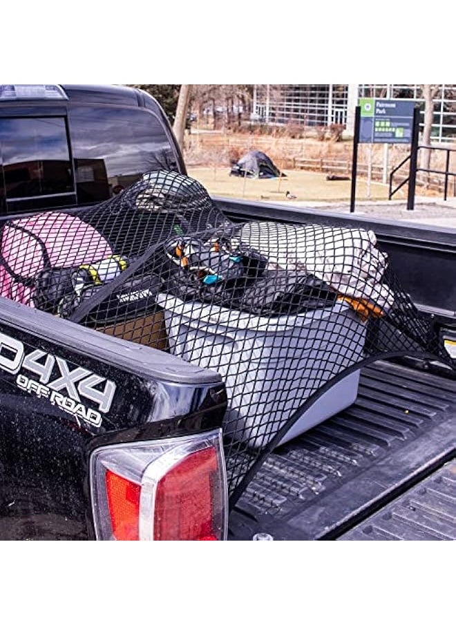 Generic - Highly Elastic Cargo Net, Simple Truck Bed Cargo Mesh Organizer, Suitable for Daily Light Loads of Trucks, 4'x4' Stretches to 7'x7' (Double Layer) - Image 1