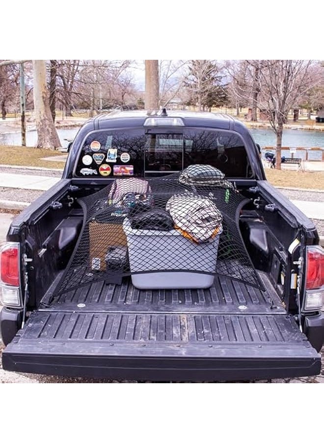 Generic - Highly Elastic Cargo Net, Simple Truck Bed Cargo Mesh Organizer, Suitable for Daily Light Loads of Trucks, 4'x4' Stretches to 7'x7' (Double Layer) - Image 1