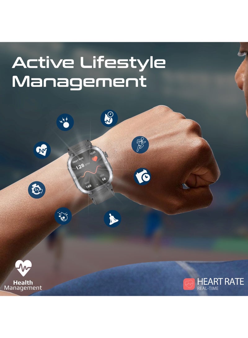 بروميت ساعة ذكية مصممة للرياضيين لتحمل الظروف الصعبة، تقنية SportFit™ واتصال Bluetooth، مقاومة للماء IP68، تدعم أكثر من 100 وضع رياضي، ببطارية تدوم حتى 10 أيام، أسود أسود - Image 3