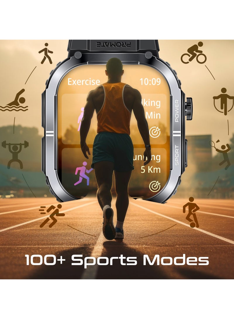 بروميت ساعة ذكية مصممة للرياضيين لتحمل الظروف الصعبة، تقنية SportFit™ واتصال Bluetooth، مقاومة للماء IP68، تدعم أكثر من 100 وضع رياضي، ببطارية تدوم حتى 10 أيام، أسود أسود - Image 5