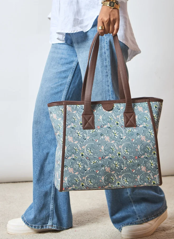 Chumbak Teal By Chumbak Grey Bloom Everyday Tote