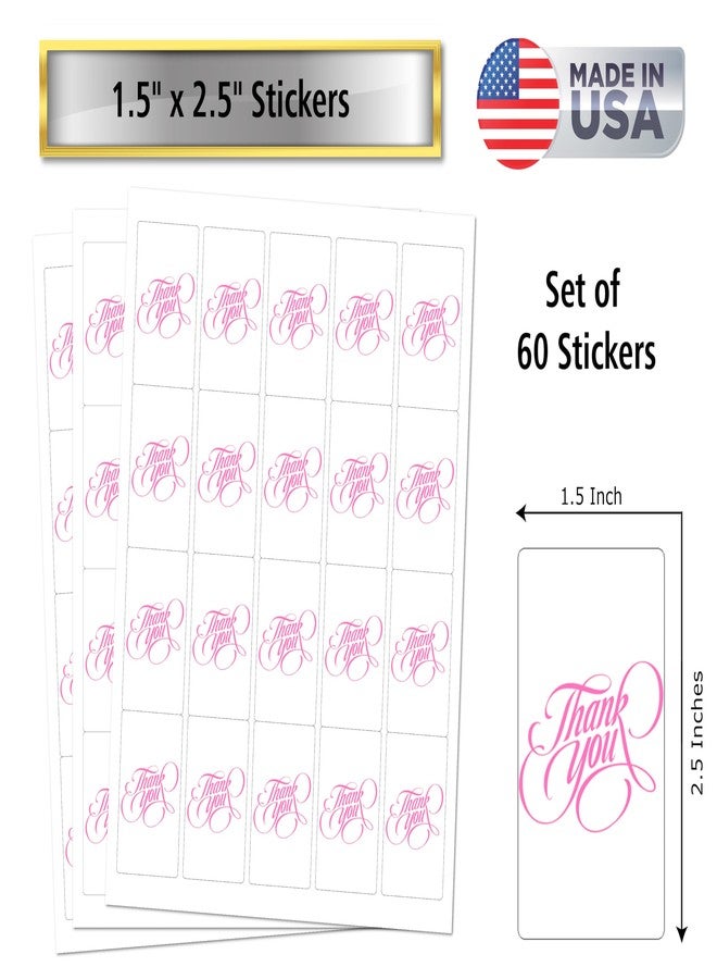 RokAPary 60 Modern Thank You Miniatures Candy Bar Wrapper in Pink, Adorable Stickers for Weddings, Bridal Shower Engagement Party Decorations, Favors, Party Supplies. Candy Not Included. Made in USA - Image 4