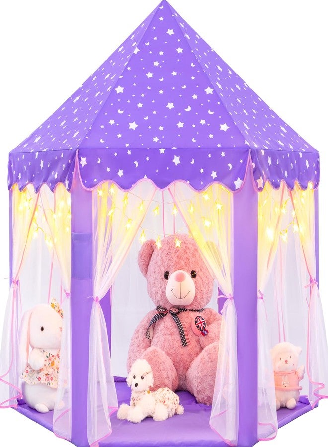 EVOIONOS Purple Girls Tent Indoor Kids Tent Princess Tent with Lights Play Tent for Girls Princess Castle Playhouse Tent Lavender Tent for Girls Princess Tent 55X53 Pair - Image 1