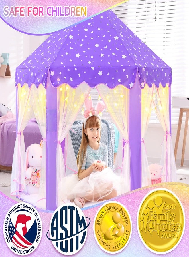 EVOIONOS Purple Girls Tent Indoor Kids Tent Princess Tent with Lights Play Tent for Girls Princess Castle Playhouse Tent Lavender Tent for Girls Princess Tent 55X53 Pair - Image 2
