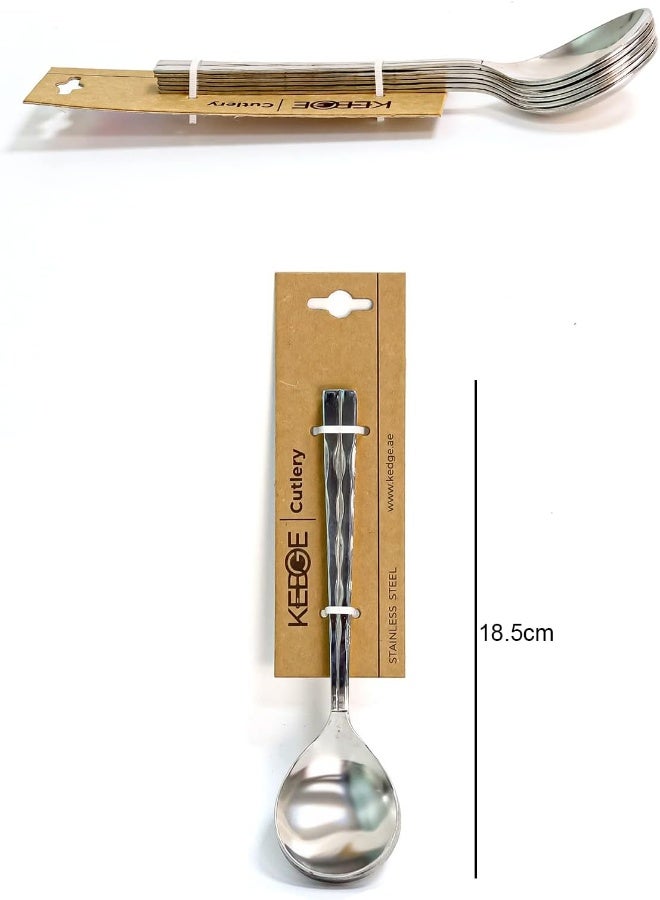 AKDC Kedge 6 Pieces Spoon Set, Stainless Steel Teaspoons Soup Soda Tea Coffee Ice Cream Dessert Spoons Stainless Steel Silver Color Stain Resistant, Cutlery Spoons For Kitchen Or Restaurant (Soup Spoon) - Image 5