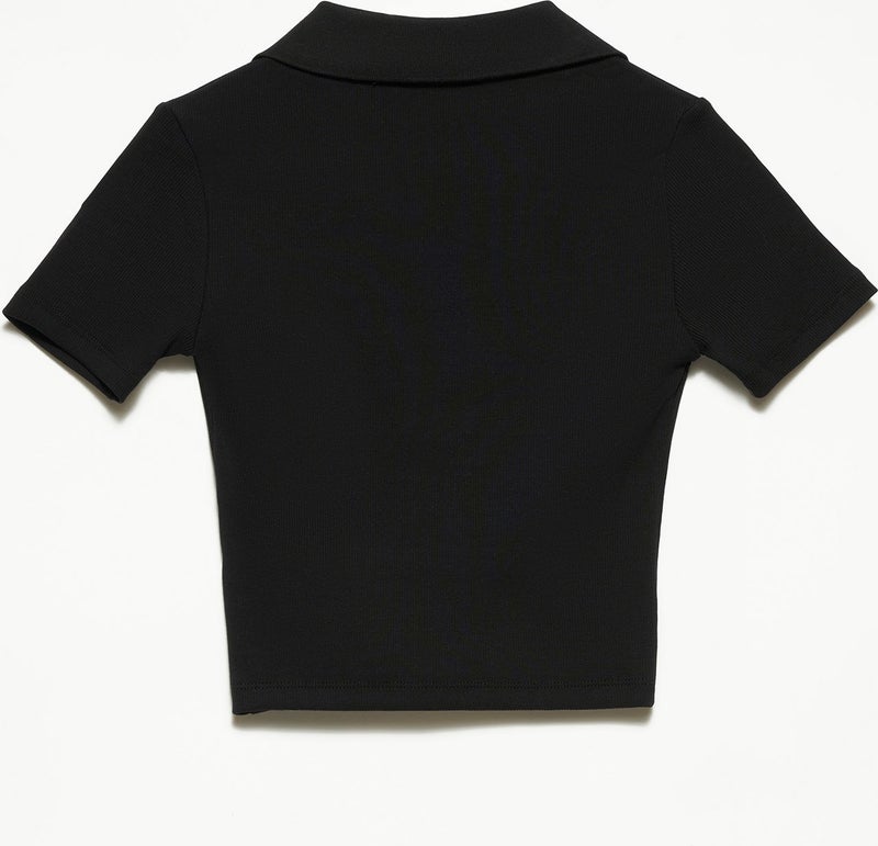 Dilvin 3775 Polo Neck Tshirt -Black  - Image 2