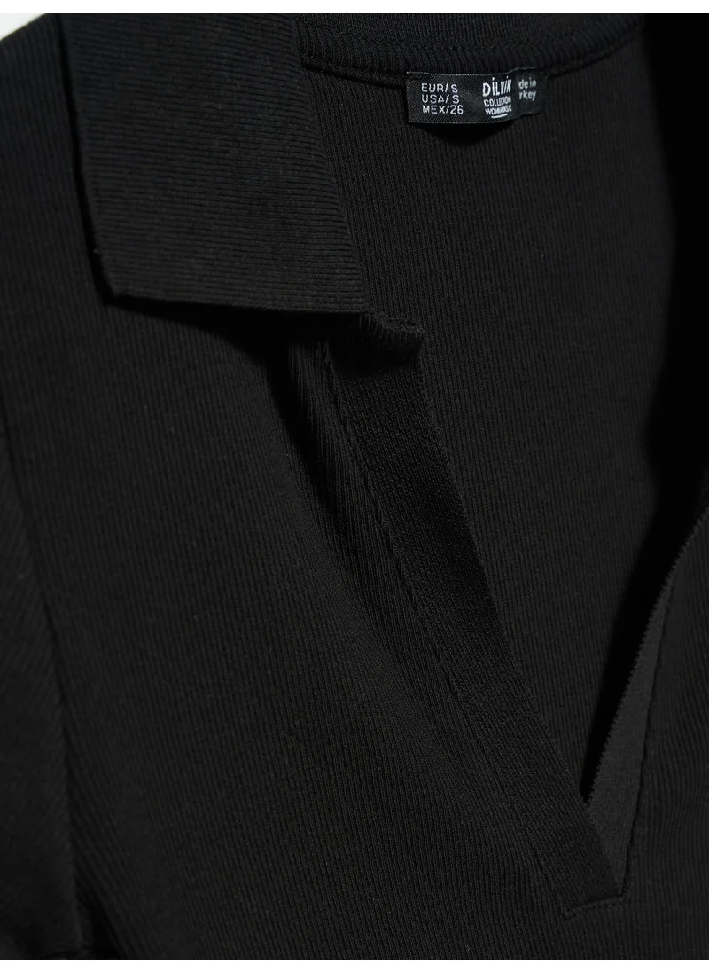 Dilvin 3775 Polo Neck Tshirt -Black