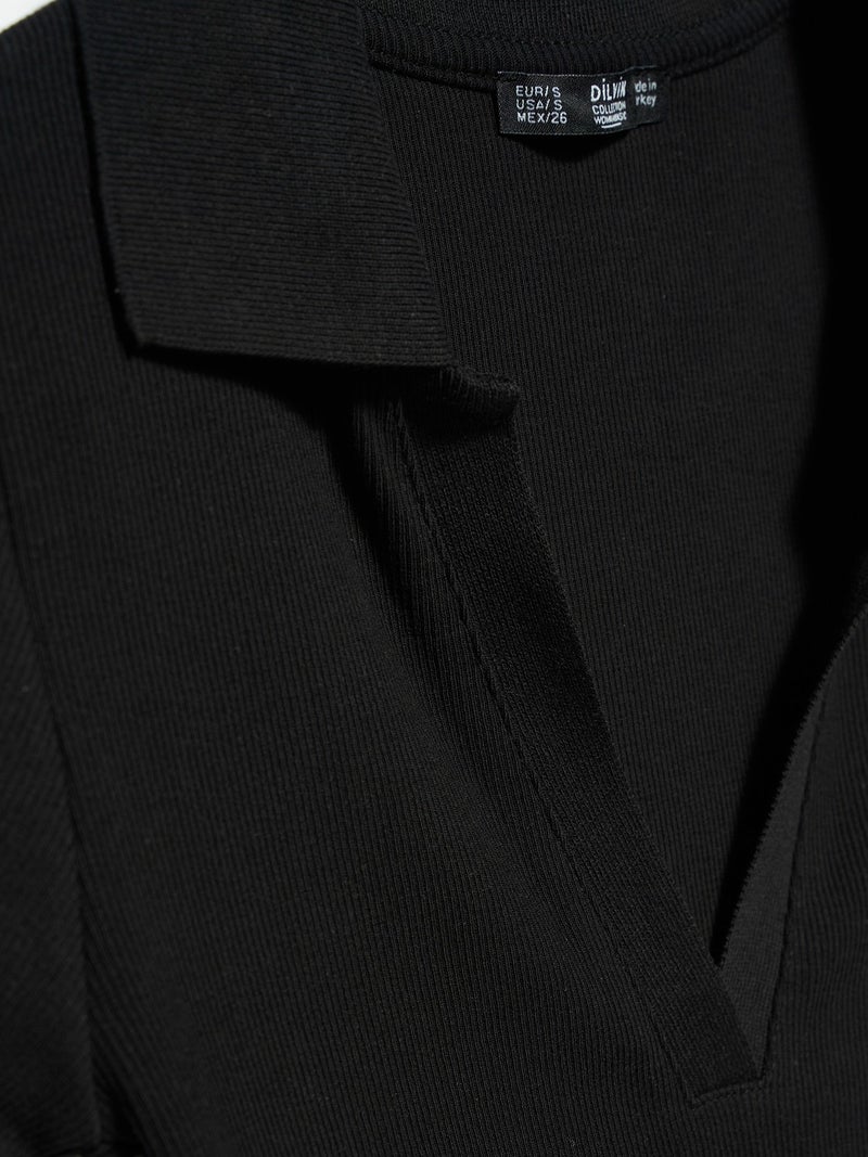 Dilvin 3775 Polo Neck Tshirt -Black  - Image 3