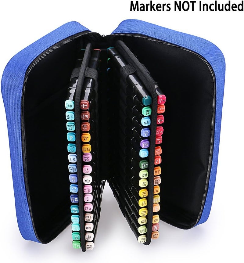 BTSKY 60 Slots Art Marker Carrying Case - Canvas Zippered Storage for Markers and Lipsticks (Blue) - Image 5