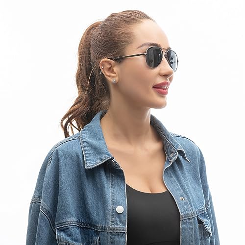 COASION Polarized Aviator Sunglasses for Juniors Small Face Women Men Vintage UV400 Protection Shades(Black Frame/Black Lens,52mm) - Image 3