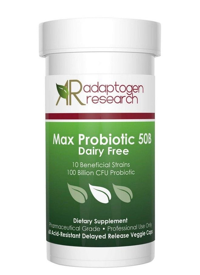 Max Probiotic 50 Billion Cfu With Prebiotics Sunfiber Fos; Digestive Immune Health Supplement ; No Refrigeration ; Delayed Release Formula; Multi Blend 10 Unique Strains ;60 Acid Resistant Veggiecap