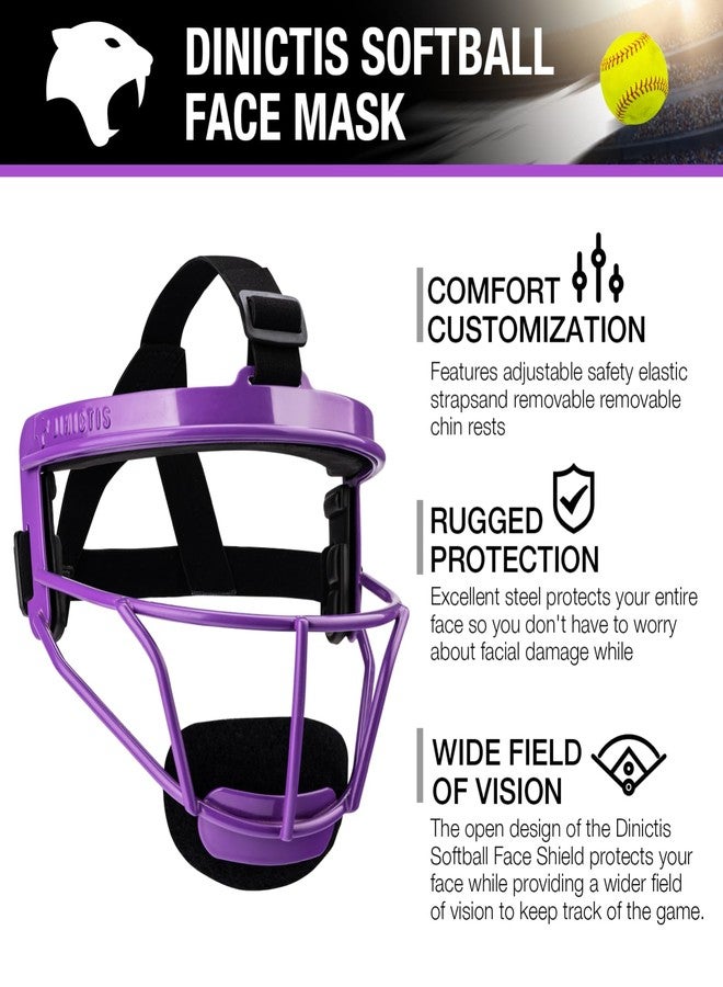Dinictis Softball Face Mask, Lightweight, Comfortable, with Wide Field Vision, Durable and Safe Face Guards, Premium Protective Softball Fielder's Mask-Purple-Youth(M) - Image 4
