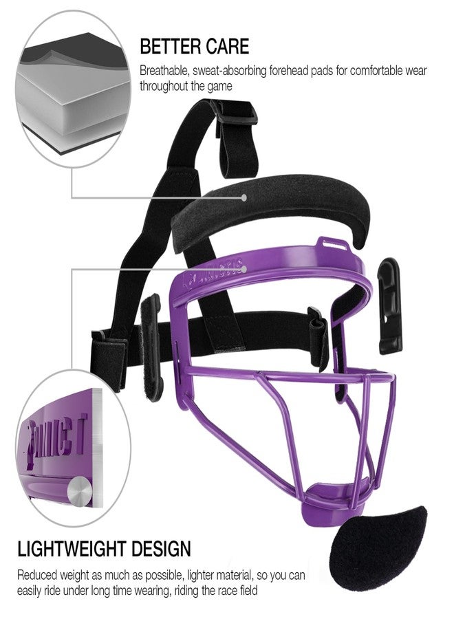 Dinictis Softball Face Mask, Lightweight, Comfortable, with Wide Field Vision, Durable and Safe Face Guards, Premium Protective Softball Fielder's Mask-Purple-Youth(M) - Image 3